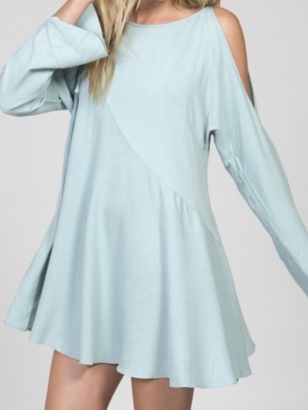 Free People Clear Skies Tunic Dress in Light Blue